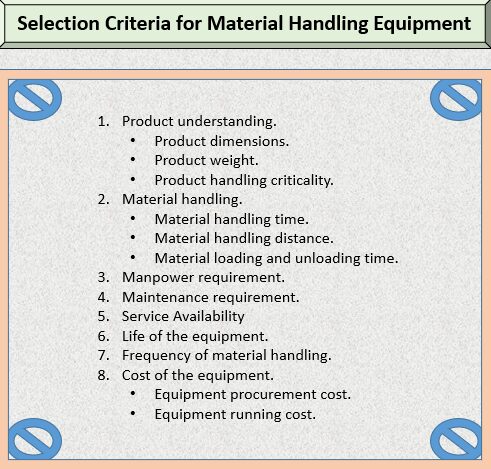 Selection Criteria of Material Handling Equipment